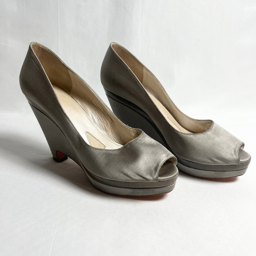 Jil Sander Silver Wedges with Orange Bottom